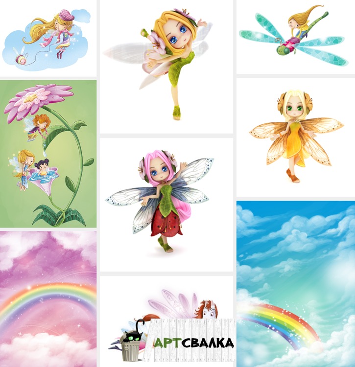 Радуга и аниме феи. | Rainbow anime and fairies.